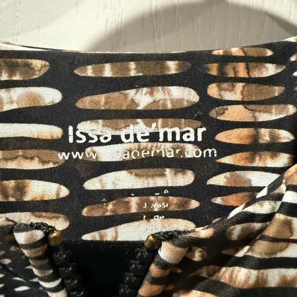Issa de Mar Black and Brown Sleeveless  lycra zip up swim top - Picture 2 of 3